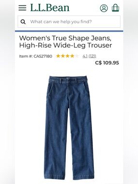 L.L. Bean Blue High Rise, Classic Fit Trousers Elastic waist and Petite length
